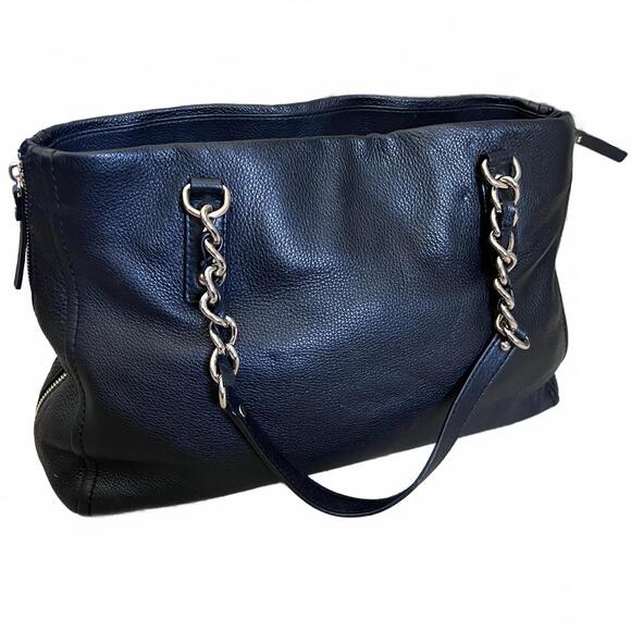 Kate Spade Andee Pebbled Leather Tote Black Shoulder Bag Gold Chain Strap Large - Picture 4 of 9